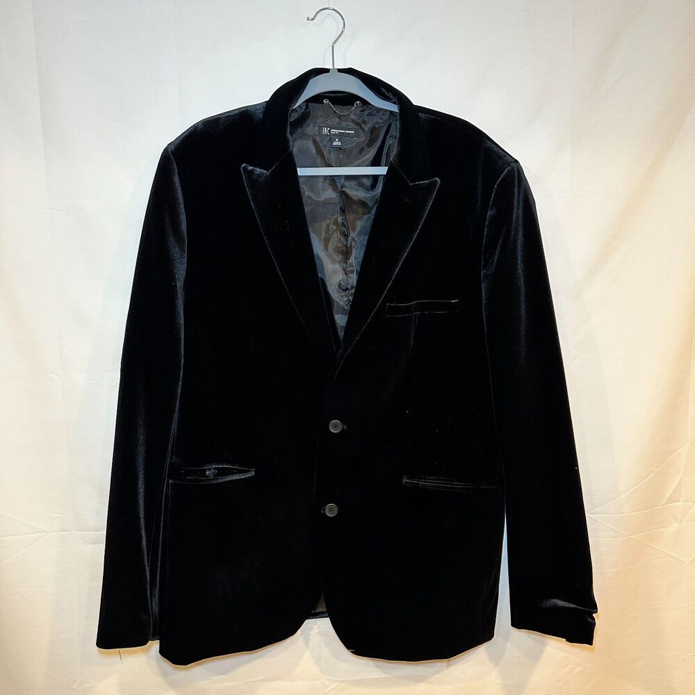 INC International Concepts Men's Black Velvet Blazer, Size XL, Party Jacket